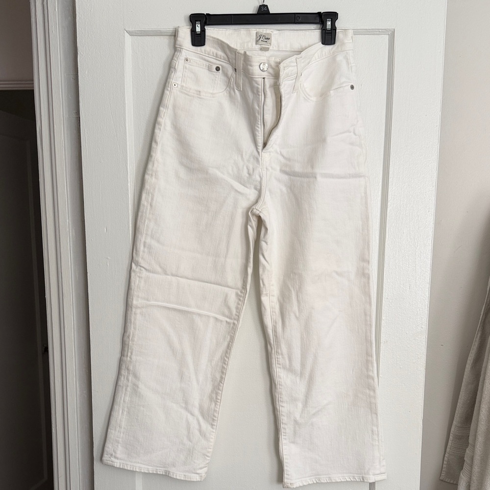 J Crew Slim Wide Leg White Jean